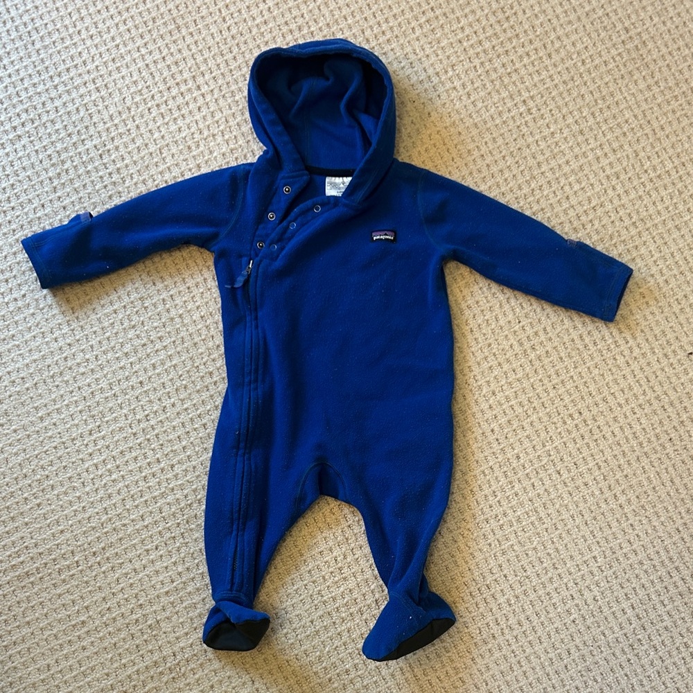Patagonia Royal Blue Fleece Infant One-Piece Footie Bunting
